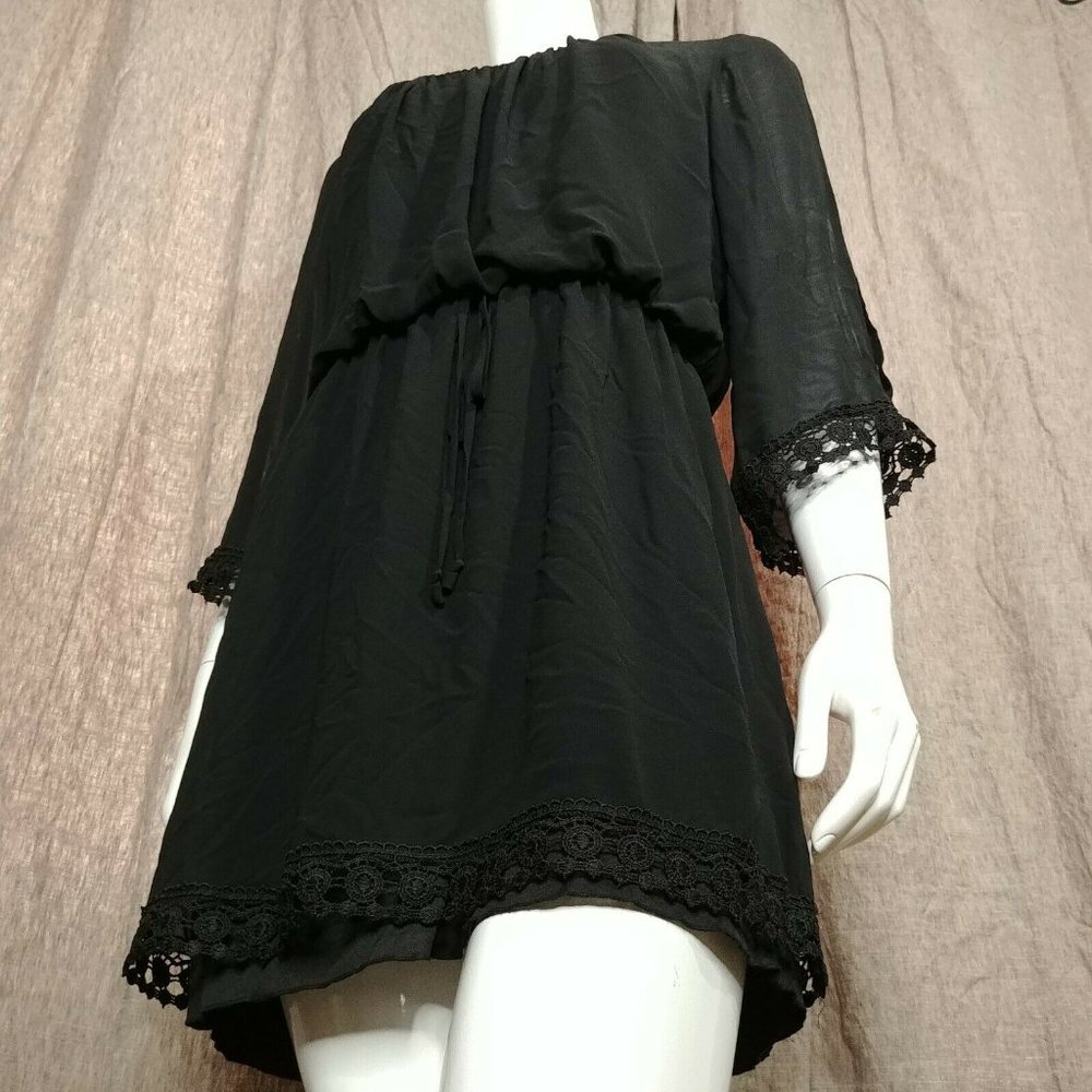 Jodi Kristopher Black Boho Style Dress Size Large - Picture 7 of 10
